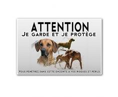Pets-easy Plaque attention au chien rhodesian ridgeback
