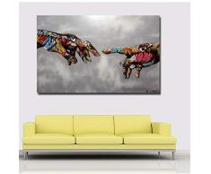 YANGMENGDAN Impression sur Toile Graffiti Street Wall Art Toile Peinture Abstraite coloré Mains Photos Wall Art Imprime Affiches pour salon-70x100 cm sans Cadre