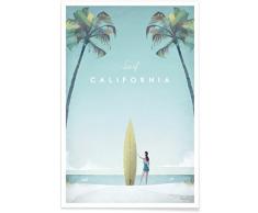 Juniqe® Affiche 20x30cm Surf Voyages - Design „California“ (Format : Portrait) - Poster, Tirages dart & Tableaux par des Artistes indépendants créé par Henry Rivers