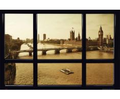 empireposter – Londres – Window sépia – Taille (cm) : env. 91,5 x 61 – poster -