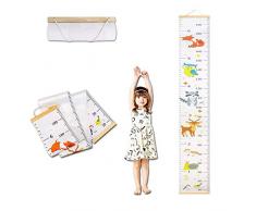 Toise Murale Enfant, Tableau de Croissance Enfants, avec Motif Renard Dessin Animé Murale à Suspendre Règle, Enfant Amovible Bébé Toise, pour Hauteur de Mesure Fille Garçon Décoration de Chambre