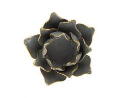 Present Time Flower, Bougeoir en porcelaine fait à la main (Jade gris – PT3507)