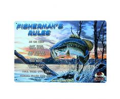 Youyun Vintage Métal Poster règles de pêcheur Pancarte publicitaire Décor pour café Bar Pub Home 30 x 20 cm