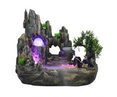 La fontaine de rocaille de résine de cascade de bureau dintérieur de fontaine de bureau ensemble de fontaine contient latomiseur tournant des accessoires déclairage de boule appropriés au bureau de