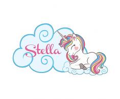 Sticker De Porte Personnalisable avec Le Prénom de Votre Enfant - Licorne - Dimensions 27.6 x 15 cm - Adhésif