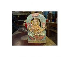 int. dailleurs - Statuette Indienne en Bois de Buddha Peinte à la Main - AC774