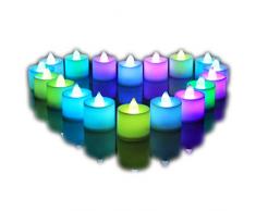Lot de 24pcs Bougies LED à Piles sans Flamme, Réaliste et Bright, LED Lumières de Thé - Fausses Bougies électriques pour Votive, Table Party Anniversaire Mariage Noël Arbre de noël Multi-Couleur