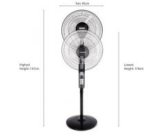 Duronic FN40 Ventilateur oscillant sur pied de 45 cm avec base circulaire - extensible de 119 à 137 cm