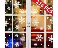 UMIPUBO Flocons de Neige Autocollants Noël Stickers Fenetre Amovibles Home Décoration Noël Stickers Muraux Autocollant Statique 216 Pcs (Blanc)