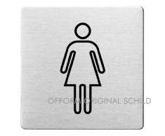 OFFORM Plaque de porte en acier inox brossé, pictogramme "WC Femmes", 85x85 mm No.48110