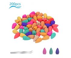 KATOOM 200 Pcs Encens Cône pour Brûleur Encens Bullet Encens Mixtes refoulement Reflux Aromathérapie Naturel Fumée Cuisine Salle de Bain