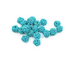 Zhi Jin lot de 30 mini boules rotin osier naturel à suspendre pour décoration table de fête de mariage 2 cm, bleu