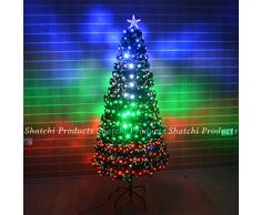 Gifts 4 All Occasions Limited SHATCHI-500 Sapin de Noël en fibre optique LED Multicolore avec différents effets Vert 90 cm