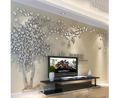3D Stickers Muraux Arbre Stickers DIY Amovibles Mural Autocollants Arts Décoration de la Maison pour Chambre, Chambre Enfants, Cadeau de Noel (M-250 * 130cm, Argent Gauche)
