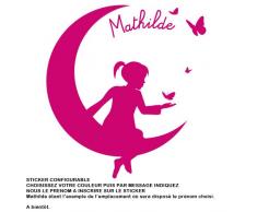 Sticker prénom Personnalisable Rose Fuschia 50x54 cm