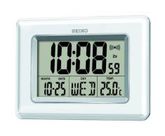 Seiko QHL058W Horloge digitale écran LCD Blanc perle