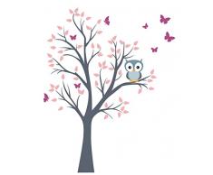 madras24 Sticker Mural pour Enfants Mur pour Un Enfant Jardin denfants des La Chambre des Enfants Salon Chambre à Coucher école Décoration Jungle forêt Animaux Arbre hiboux Hibou