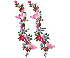 Autocollant de patch de 2 pcs, jolie papeterie de broderie Numéro pour t-shirt Jeans Sacs à linge,Patchs brodés fleurs bricolage Appliques Patch