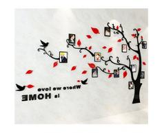 Sticker Muraux Acrylique 3D Arbre Autocollants, Amovibles DIY Cadre de Photo Stickers Mural Arts Décorations pour Garderie, Chambre, Salon, Chambre Enfants (L: 175 * 230CM, Rouge Gauche)