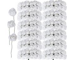 JNCH 144pcs 2,5cm Rose Artificielle en Mousse Tete Faux Fleur Artificielle Plante Decoration pour Maison Bouquet Mariage Fête