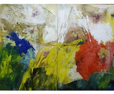 Tableau original. Miradas touchées. Technique mixte, acrylique sur planche, Diptyque 120 x 160 cm