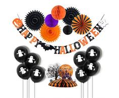 Easy Joy Happy Halloween Decoration Kit Ballon Deco Orange Noir Violet + Centre de Table Happy Halloween