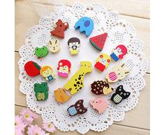 niceeshop(TM) Aimant en Bois pour Frigo avec Style Japonais en Forme d'Animal et d'Enfants, Couleur Aléatoire, Kit de 19