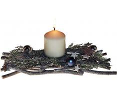 Centre de table de Noël blanc neige de 32 cm avec bougeoir et bougie pilier