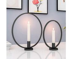 GoMaihe Lot de 2 Bougeoirs Ronds en Fer forgé pour Décoration de Table de Saint Valentin, de Noël, de Mariage, de Dîner, Noir