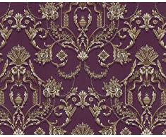 Papier peint baroque EDEM 81201BR45 papier peint intissé gaufré à chaud avec des ornements et des accents métalliques pourpre violet-pourpre bronze argent 10,65 m