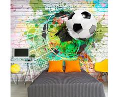 murando – Papier peint intissé 300x210 cm – Trompe l oeil - Tableaux muraux – Déco – XXL - Football Brique Graffiti Enfants i-B-0044-a-a