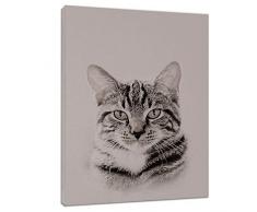 Tableau mural pour chambre d’enfant Motif animaux - Prêt à accrocher, Statuette en forme de chat, ivoire, 20x30 cm