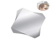 Mengger Feuilles Miroir, Flexible Non Verre Miroir Autocollants Muraux Carreaux Plastique Auto-adhésif DIY Créatif Amovible Conçu Stickers Chambre à Coucher Art Décoration Maison12 Pièces