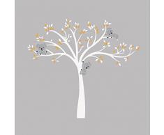 iShine Sticker Muraux Arbre Blanc Feuille Jaune Koala Dessin Animé Autocollant de Mur Adhésif Mural Décor pour Garderie Chambre Bébé Fille Garçon Enfant Salon Gris