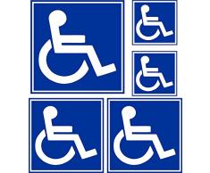 Set 5x Autocollant sticker voiture porte handicap parking toilette wc panneau
