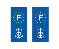Lot de 2 sticker plaque immatriculation voiture logo régionaux Croix de Camargue