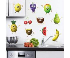 decalmile Stickers Muraux Cuisine Fruit Autocollant Décoratifs Banane Citron Mangue Emoji Décoration Murale Frigo Cuisine Salle à Manger
