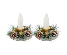 Lot de 2 bougeoirs en métal avec pommes de pin pour décoration de bougies vintage pour la Saint Valentin, Noël, un mariage, Métal, 2