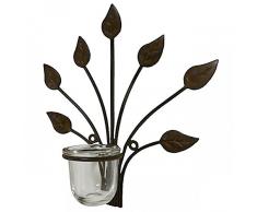 LHéritier Du Temps Applique Murale Bougeoir 1 Verrine ou Candélabre 1 Bougie en Fer Patiné Marron 8,5x23x26,5cm