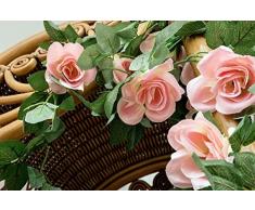 Romote Lot de 2 guirlandes (5 m), style roses grimpantes artificielles, fleurs pour hôtel, mariage, maison, fête, décoration de jardin, rose