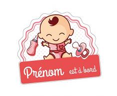 Sticker Bébé à Bord - Fille Personnalisable - Dimensions 16 cm x 18 cm - Protection Anti UV