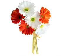 Boburyl Artificielle Chrysanthème Bundle Simulation Fleur PU Décoration Florale Fausse Fleur Bundle Décoration dintérieur, Blanc Orange