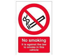 vsafety 57047 an-w "No Smoking dans ce véhicule Prohibition Panneau, Sticker fenêtre, Portrait, 150 mm x 200 mm, noir/rouge