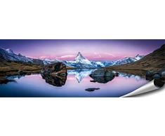 ARTBAY Poster de Montagne HD XXL - 118,8 x 42 cm, Mont Cervin et Riffelsee, Zermatt, Suisse | Décoration Murale Haute résolution de