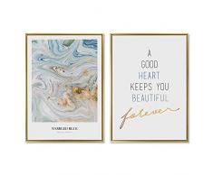 Sept Murale Arts – Diptyque Décoration Murale giclée Impressions sur Toile 2 pièces Turquoise Sea Wave Peinture sur Toile Poster Tableau Living Roomhome Décor PS Cadre Doré 50,8 x 71,1 cm X 3 pcs