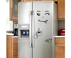 Vovotrade® Mignon Autocollant Réfrigérateur Heureux Délicieux Visage Cuisine Frigo Stickers Muraux Art Cute Sticker Fridge Happy Delicious Face Kitchen Fridge Wall Stickers Art (Black-7762)