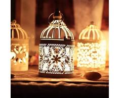 Hung Kai Photophore vintage marocain en métal pour bougie chauffe-plat Lanternes de mariage Maison Décoration de table