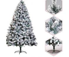 DW&HX Sapin floqué, Blanc Montage Facile Sapin de noël Artificiel Tout Le métal articulé Construction Neigeux Sapin de noël(280 Conseils)-A 1.5m/4.9 ft