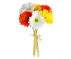 Boburyl Artificielle Chrysanthème Bundle Simulation Fleur PU Décoration Florale Fausse Fleur Bundle Décoration dintérieur, Blanc Jaune Orange