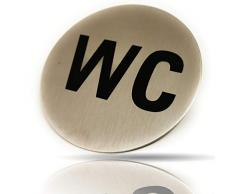 Panneau WC Kerafactum Panneau pour toilettes Panneau de signalisation pour toilettes Panneau de porte - pour toilettes Rond acier inoxydable mat brillant - panneau rond autocollant pour toilettes